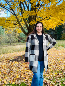 Plaid Sweater Cardigan