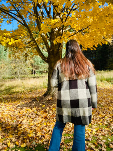 Plaid Sweater Cardigan