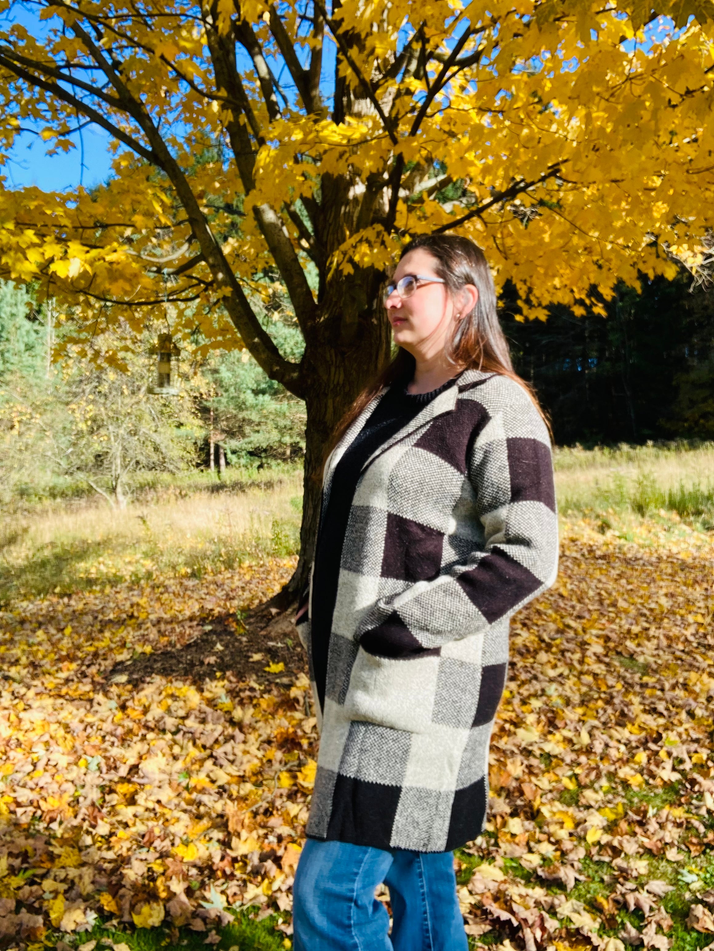 Plaid Sweater Cardigan