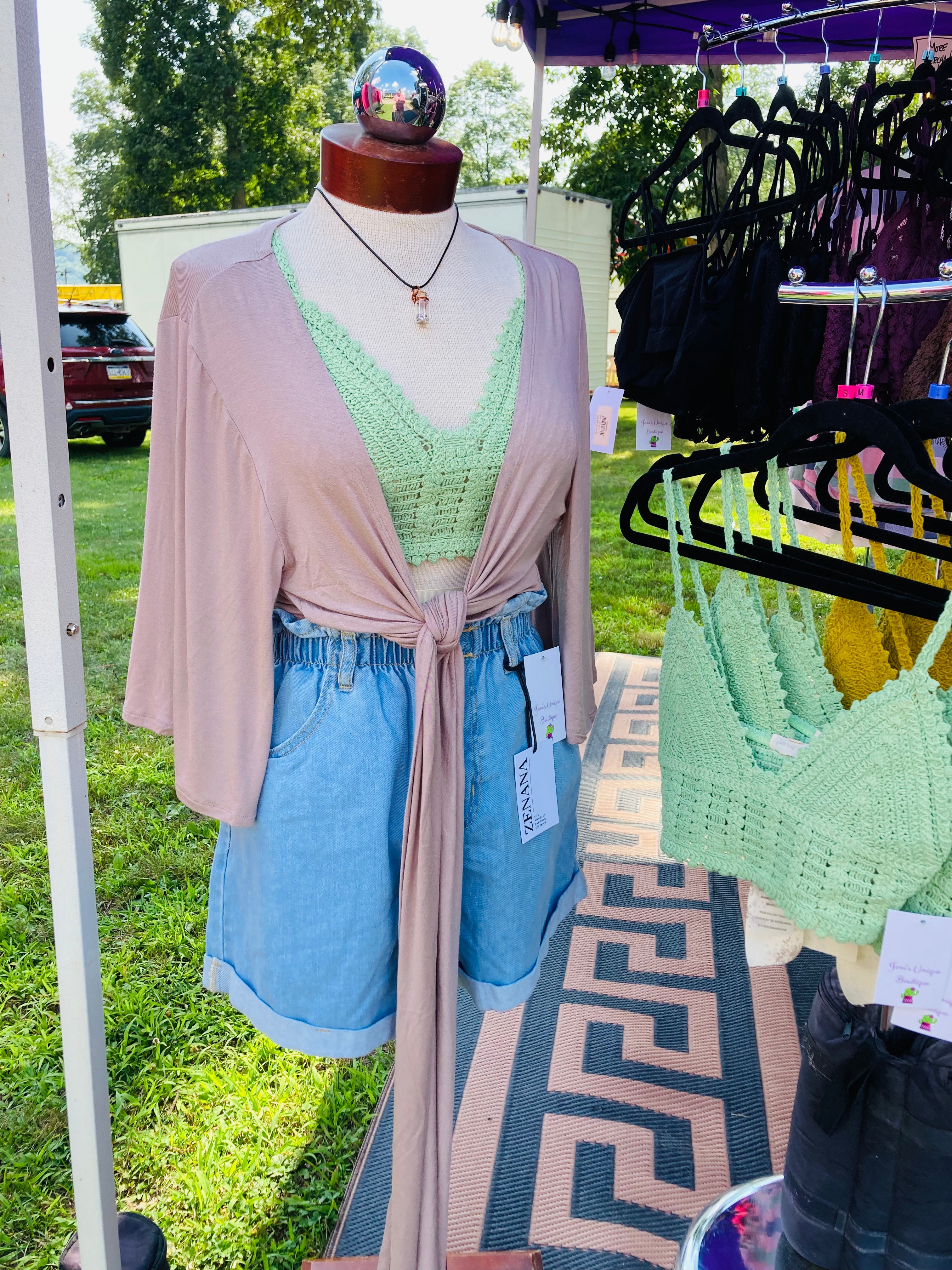 Tie Crop Cardigan - Ash Mocha