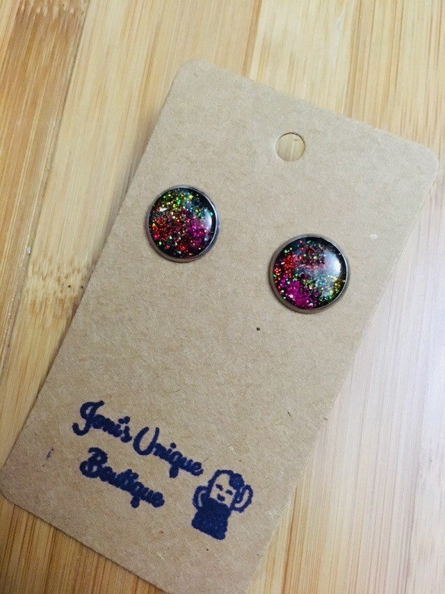 Rainbow Fall Glitter Studs