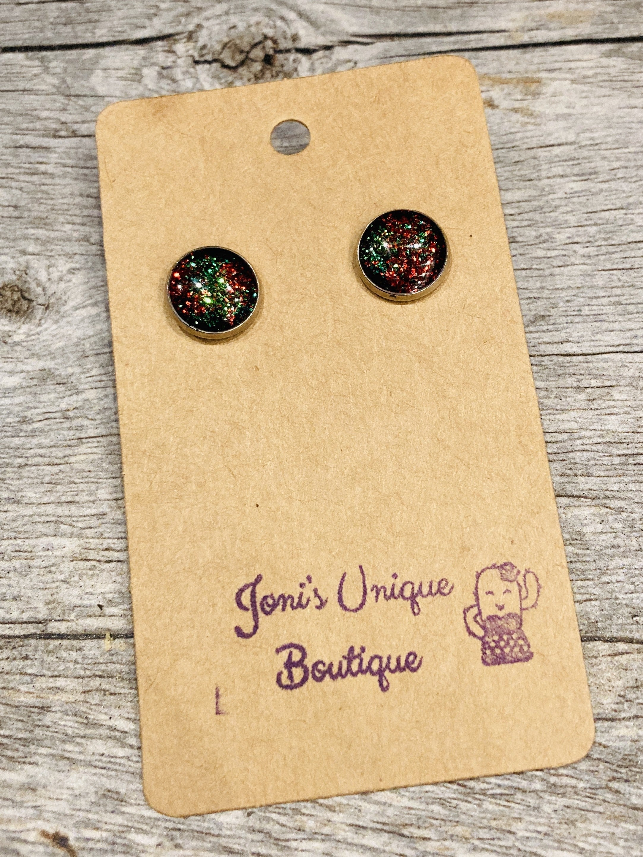 Red and Green Sparkle Studs