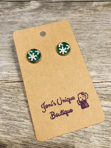 Green Snowflake Studs Mini