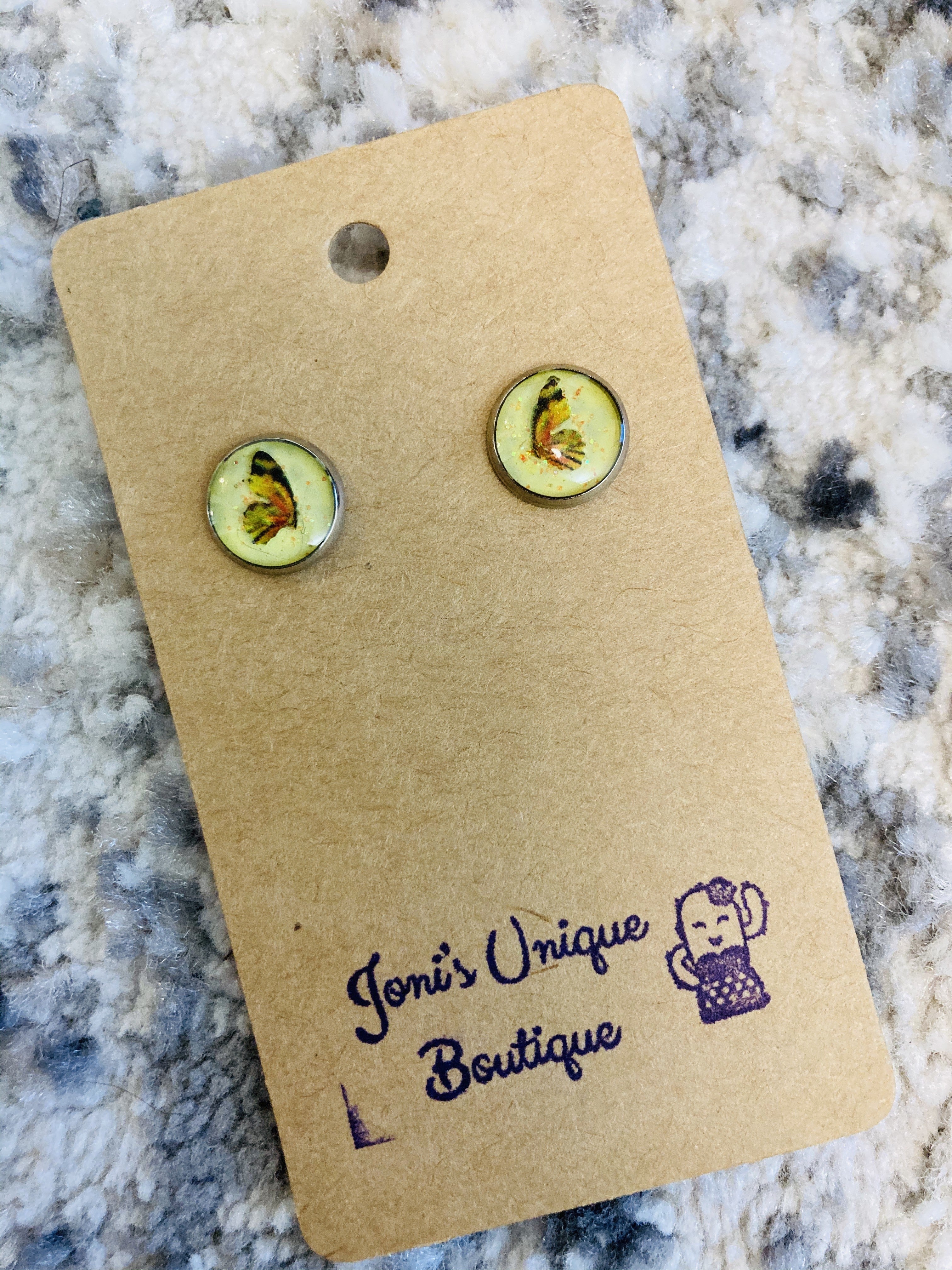 Yellow Butterfly Wing Studs