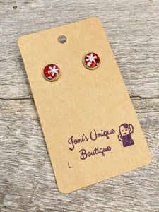 Red Snowflake Tiny Studs