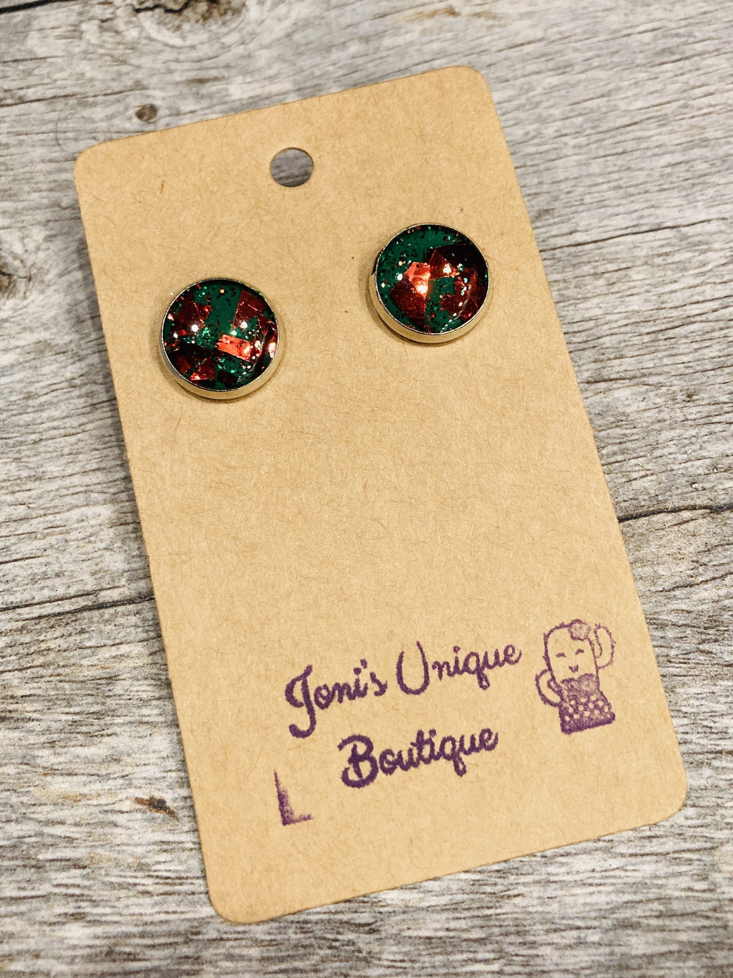 Green with Red Foil Studs