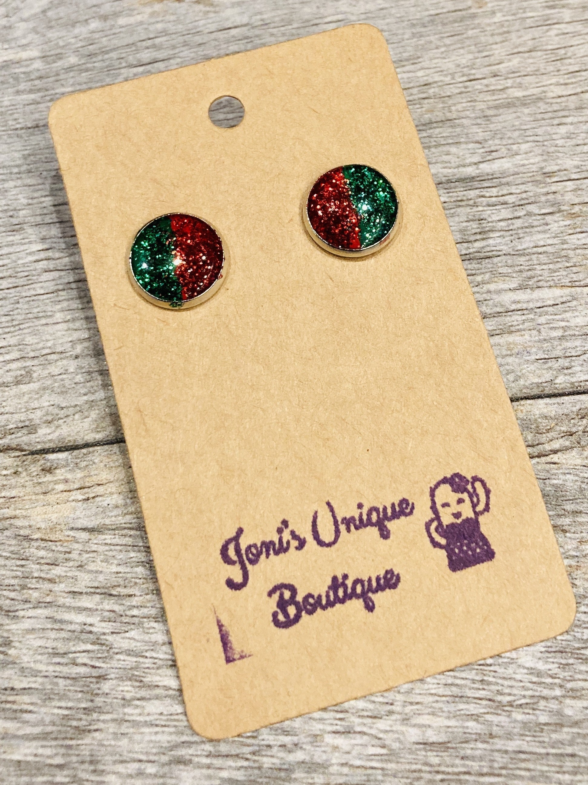 Red and Green Glitter Studs