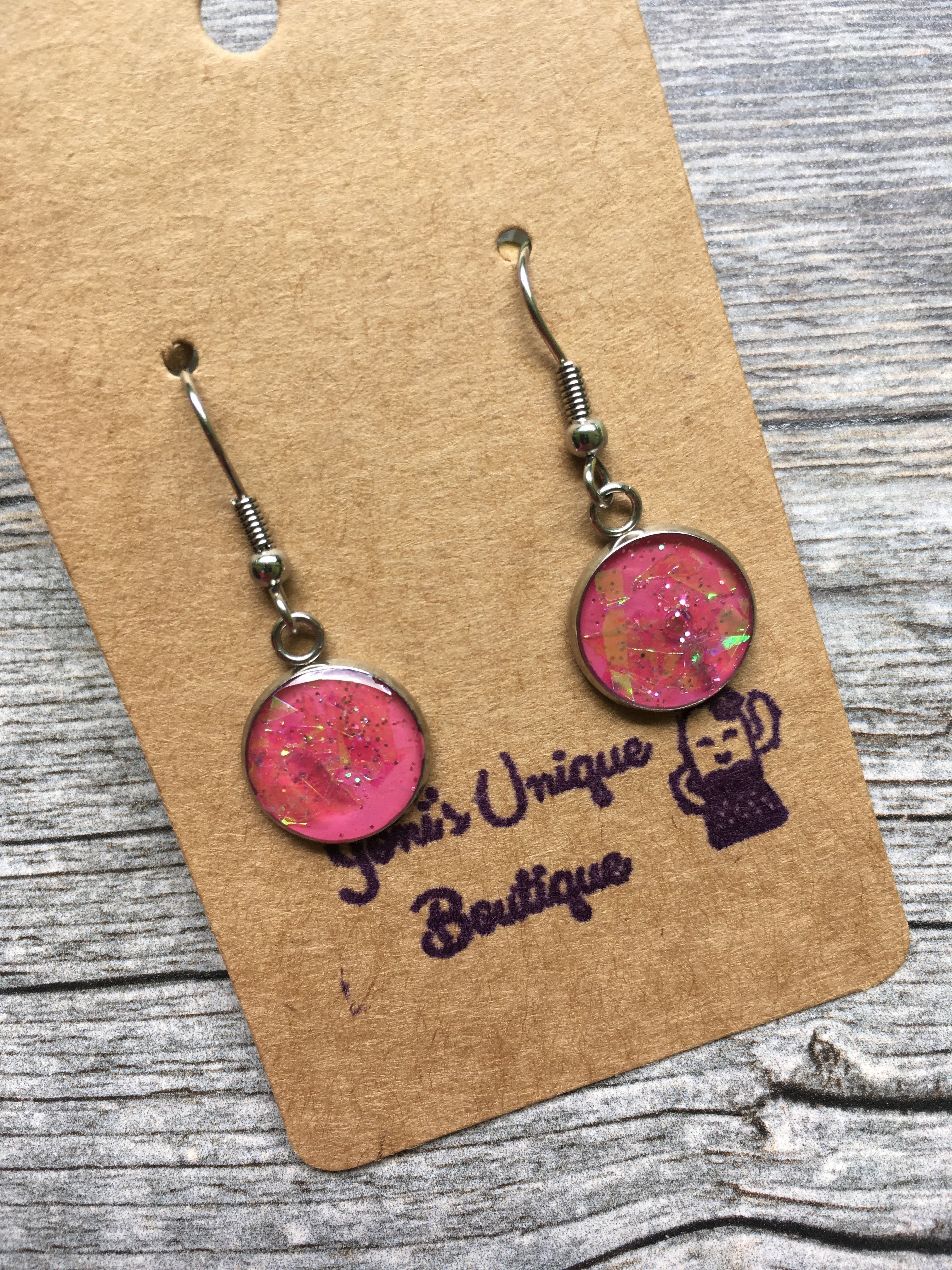 Pink Foil Earrings