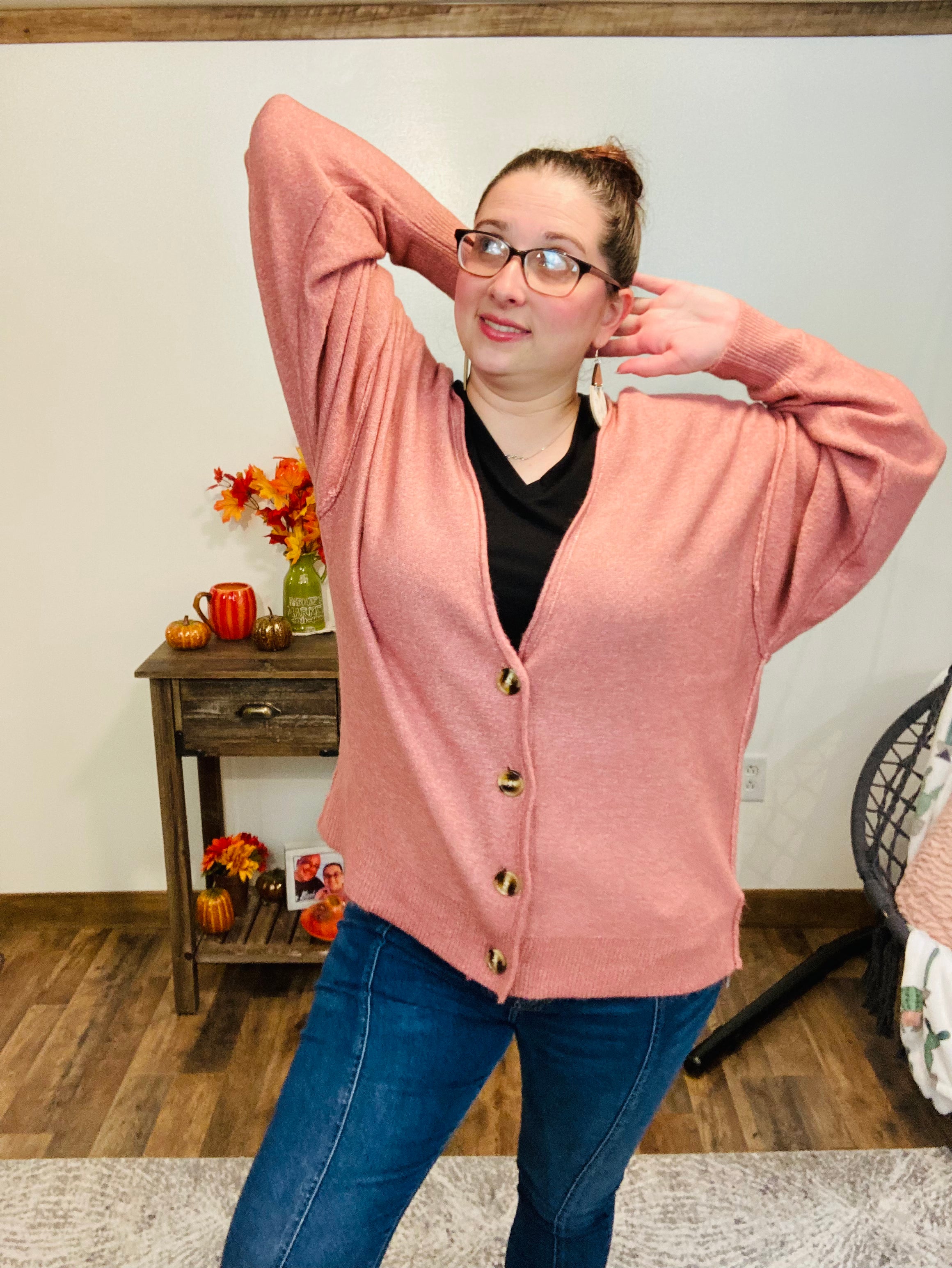 Casual Friday Cardigan - Rose