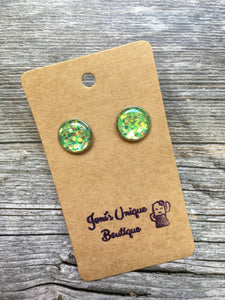 Green Chunky Glitter Studs