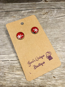 Red Snowflake Studs